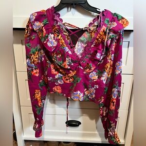 NWT. Purple Floral Blouse. Size Small.